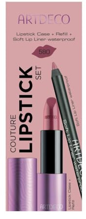 ARTDECO Couture Lipstick Set | Wiederbefüllbare Lippenstifthülse, Lipstick Refill mit SPF 15 & Soft Lip Liner waterproof, 1 Set