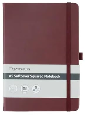 Ryman A5 Soft Cover Squared Notebook (Burgundy)