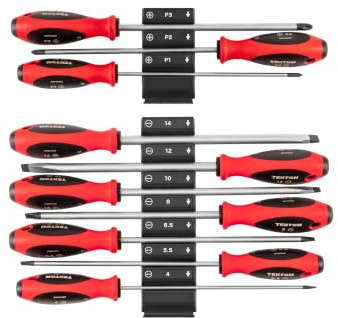 Kreuzschlitz- und Schlitzschraubendreher-Set mit modularen Organizern, 20,3 cm Schaft, 10-teilig