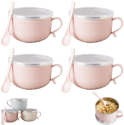 Große Suppentassen mit Griffen, perfekt für Suppen, Eintöpfe, Nudeln und Kaffee, langlebig und hitzebeständig, ideal für Zuhause, Büro, 750 ml, 4 Stück