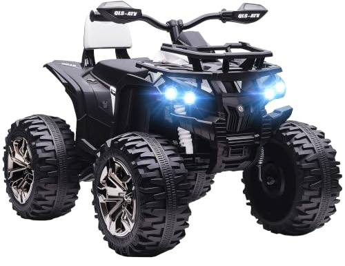 HOMCOM Elektro Quad für Kinder 12V 10Ah mit 2 Motor für 3-5 Jahre Weiß | Kinder Quad, Vorwärts-, Rückwärtsfunktion, USB-Anschluss, MP3-Musikplayer, Kinderfahrzeug mit Scheinwerfer, 3-8 km/h