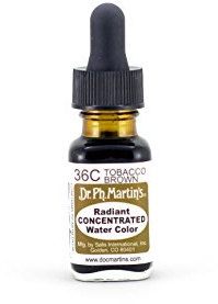 Dr. Ph. Martin's Radiant Concentrated Water Color (36C) Watercolor Bottle, 0.5 oz, Tobacco Brown, 1 Bottle