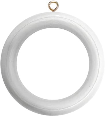 Merriway BH05962 (10 Pcs) Wooden Curtain Drapery Pole Rod Rings with Screw Eye, Inner Diameter 45 mm (1.88 Inch) Outer Diameter 70 mm (2.3/4 Inch), White - Pack of 10 Pieces