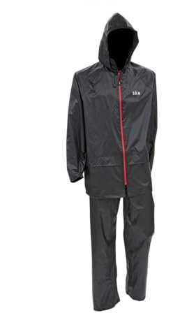 Dam Protec Regenanzug | Wasserdichter Angelregenanzug für Raubfischangler, Boot & Nasswetter | leichte Zweiteilige Angelbekleidung | schützende Outdoor-Passform | Schwarz | mehrere Größen