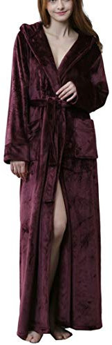 DSNOW Peignoir en polaire chaud pour femme Robe de chambre - Rouge - X-Large