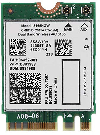 Tosuny Scheda Wireless 802.11AC, Scheda di Rete NGFF / M2 Dual Band 3165NGW per Lenovo Intel 3165, Doppia frequenza 433 M + Bluetooth4.2, Buone Prestazioni Anti-interferenza