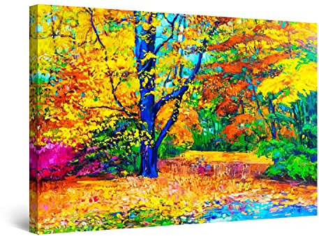 Startonight Impression Sur Toile Joyeuses Couleurs dans la Forêt - Tableau Arbres - Decoration Murale Salon Moderne - Image sur Toile - Grande 80 x 120 cm Idée Cadeau Élégante et Originale