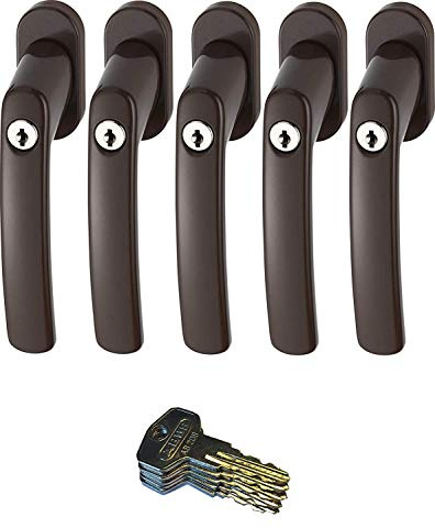 ABUS FG200 B SB abschließbarer Fenstergriff, braun im Set 5 Stück