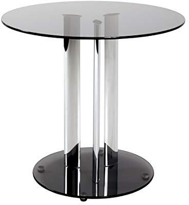 HAKU runder Beistelltisch mit Glasplatte Chrom grau Metall Couchtisch mit Sicherheitsglas 8 mm - Maße: H 57 x Ø 59 cm Style: Modern