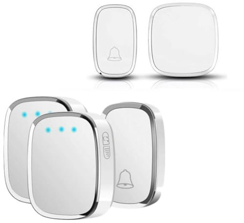 Door Bell, Autofather Loud Wireless Doorbell with 4 Level Volume (Mute Mode), 300M Range, 36 Tunes & Light Indicator, IP44 Waterproof Doorbell Cordless Battery Operated with Two Receivers