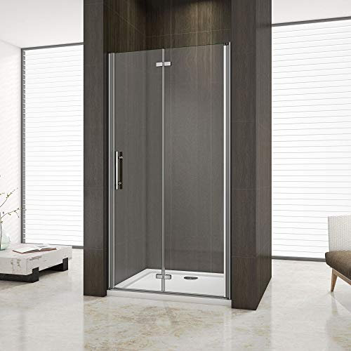 195 cm Porta Doccia Per Nicchia Battente e Pieghevole a Libro In Vetro Temperato Trasparente Anticalcare Da 6 mm larga 110cm
