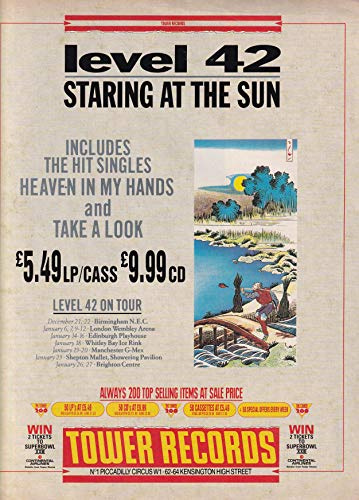 Level 42 - Staring At The Sun - Mini Press Poster/Magazine Clipping
