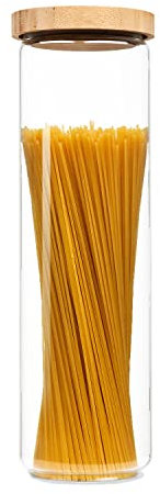 bambuswald Einzelnes stapelbares Vorratsglas mit 1700ml | Aufbewahrungsglas mit luftdichten Deckel aus 100% ökologischen Bambus - Glasbehälter ideal