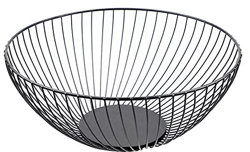 EXLECO Obstkorb Metall Schwarze Obstschale aus Metalldraht, Obstaufbewahrungskorb Vintage Obstschüssel Multifunktionaler Obstkorb aus Eisen, Deko Drahtkorb (26 * 26 * 10cm)