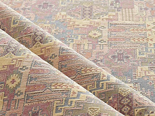 ILME Kelim-Muster Polsterstoff Kelim Bohemian Boho Tapisserie Tribal Südwesten Türkisch Persisch Marokkanisch Mexiko Ethno-Stoff Meterware (91 cm)