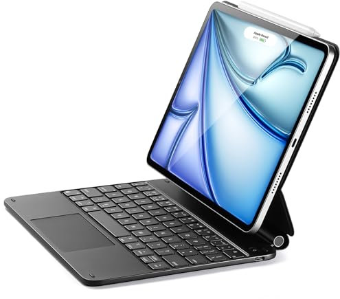 ESR Keyboard Hülle für iPad Air 11 (M2 2024), iPad Magnetische Tastatur Hülle für iPad Air 6/5/4/iPad Pro 11, Freischwebendes Ständer Design, Präzises Multi-Touch Trackpad, (US English) Schwarz