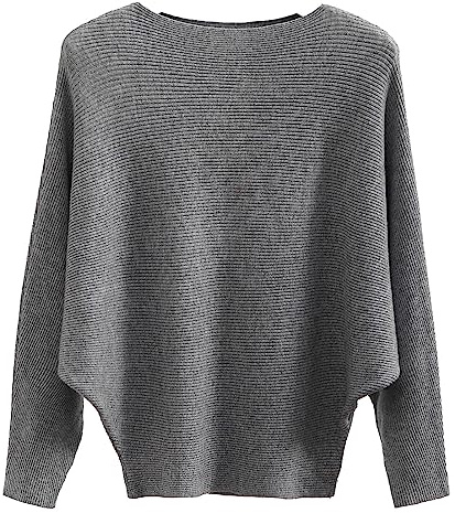 FULIER Boat Neck Batwing Sleeves Dolman Loose Knitted Sweaters and Pullovers Jumper Tops for Women One Size