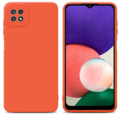 Cadorabo Hülle kompatibel mit Samsung Galaxy A22 5G Schutzhülle TPU Silikon Case Liquid Design mit Kameraschutz Slim Kratzfest Weiche Gummi mit Rundumschutz Case Hülle für Galaxy A22 5G in Orange