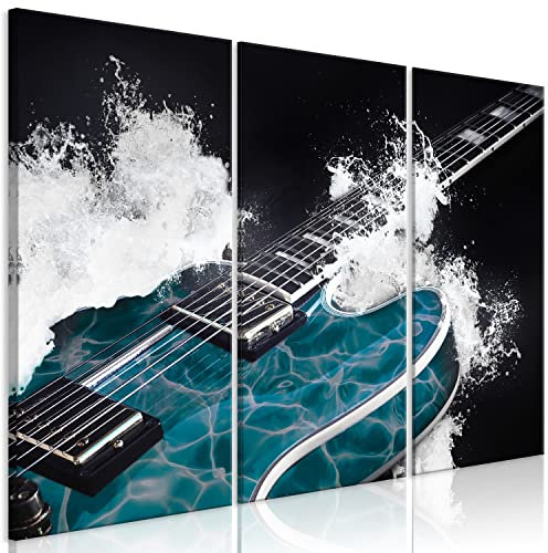 murando - Wandbilder XXL Musikinstrumente 90x60 cm Vlies Leinwandbild 3 Teilig Kunstdruck modern Wandbilder XXL Wanddekoration Design Wand Bild Gitarre im Wellen Musik Musiker Abstrakt