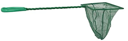 HTUK Aquarium Fish Net - Fine Mesh Fish Catch Net With Plastic Handle - Green 14.5cm