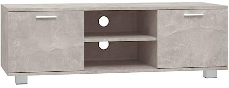 vidaXL TV Schrank TV Möbel Lowboard Fernsehschrank TV Tisch Beistellschrank HiFi-Schrank mit 4 Fächern Betongrau 120x40,5x35cm Holzwerkstoff