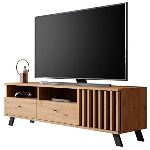 Newroom TV Lowboard Wildeiche Anthrazit TV Schrank Modern Vintage - 138x44x40 cm (BxHxT) - Fernsehtisch TV Board Rack - [Barea.six] Wohnzimmer