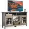 COSTWAY TV Schrank für Fernseher bis zu 65 Zoll, 2 in 1 TV Ständer & Kaminschrank für 18 Zoll Elektrokamin, TV Lowboard Sideboard Wohnzimmerschrank aus Holz, 147 x 40 x 81,5 cm (Natur)