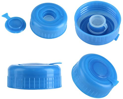 QANYEGN 5Pcs Couvercles pour Bouteille d'eau De Gallon en Plastique, Bouchon de Cruche D'eau de Anti déversement avec Couvercle à Vis, Bouchons De Bouteille De Rechange Bleus, 55mm