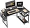 HOMIDEC L Shaped Desk 100CM Computer Desk Study Office Table Writing Table With Bookshelf Reversible Corner Workstation For Home Office