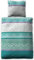 LIVING DREAMS Satin Bettwäsche Indi Nights Reine Baumwolle absolut hip Bordüren harmonische Farben 135 cm x 200 cm blau-türkis