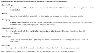 D.O.M. Brieföffner mit Griff aus Olivenholz- Ohne Gravur