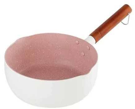 Japanischer Kochtopf mit Holzgriff, Yukihira-Kochtopf mit Ausgießer, Antihaftbeschichteter Milchsuppentopf, Exquisiter Kleiner Induktionstopf, Kochtopf für Gas, Induktion, Elektroherd(Weiß 20cm)