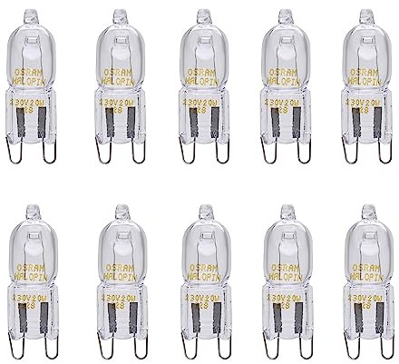 Osram 10er Pack Halopin 66733 33 Watt G9 Halogenstift dimmbar 230V warmweiß 460 Lumen | Halogenlampen | Stiftsockellampe