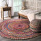 Aakriti Gallery Fair Trade Handmade Jute Rag Rug Chindi Rug Multi Coloured Indian Mat Recycled Rug Boho Decorative (4 FEET)