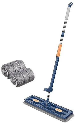 Starnearby Mocio Lavapavimenti Rotante a 360 Mocio Piatto Lavapavimenti con Manico Telescopico Mop Autostrizzante in Microfibra per Pavimenti in Legno, Piastrelle e Marmo