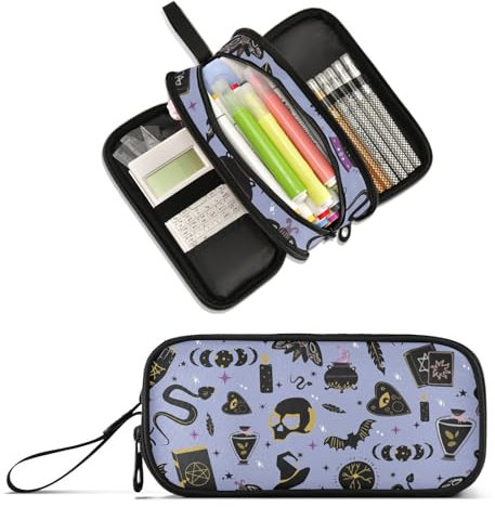 XUWU Hexen-Federmäppchen mit 3 Fächern, großes Fassungsvermögen, Stiftebox, Make-up-Tasche, Organizer, Schreibwaren-Tasche für Schule, Teenager, Mädchen, Jungen, Männer, Frauen
