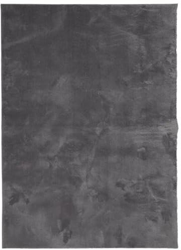 vidaXL Teppich, Wohnzimmerteppich Kurzflor Weich Waschbar, Moderner Teppich für Wohnzimmer Schlafzimmer, Flauschig Einfarbig rutschfest, Anthrazit 140x200cm