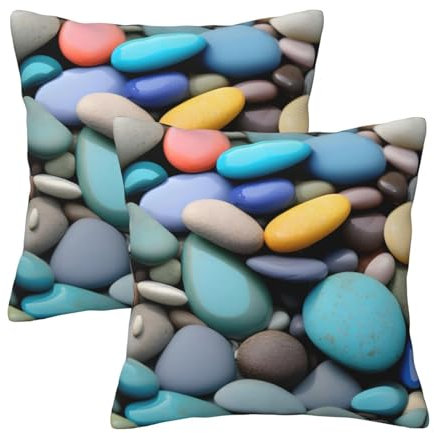 Klassisches quadratisches Kissen, perfekt gemütliches Kissen, vielseitiges quadratisches Kissen mit farbigen Kieselsteinen