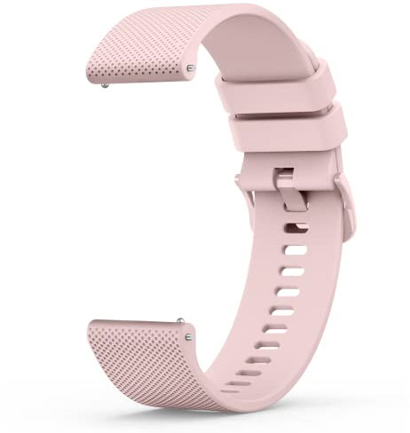Wanme 20mm Bracelet de Montre en Silicone, Souple Bracelet de Replacement en Dégagement Rapide avec Boucle en Même Couleur Homme Femme 20mm, Rose