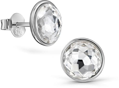 Schöner-SD Ohrstecker rund 925 Silber mit Markenkristall crystalfarben