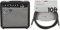 Fender Frontman 20G, Combo Guitar Amp, 20W, Suitable For Electric Guitar, Black & Professional Series Instrument Guitar Cable, 10 ft, Straight/Straight, Black, 3m
