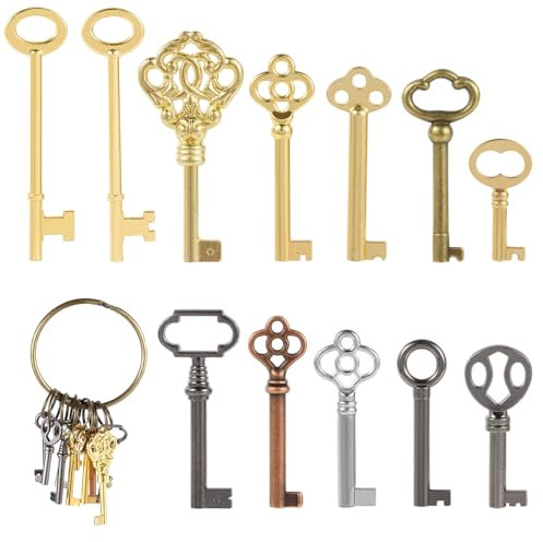 12PCS Hollow Barrel Skeleton Key, Hollow Skeleton Keys, Vintage Furniture, Vintage Locks, Decorations
