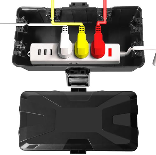 Bindokun Boite Etanche Electrique Exterieur, IP54 Extérieur Boitier de Câbles Etanche (26x15x9.5cm), Boîte de Distribution Extérieure Etanche pour Protéger les Rallonges, Les Multiprises
