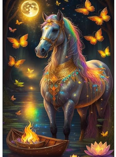 Lxmsja 5D Diamond Painting Pferd, Diamond Painting Tiere Erwachsene, Pferd Diamant Painting Bilder Erwachsene, Full DIY Diamant Kunst Malerei Stickerei Set Kreuzstich Bilder Home Wand Dekor 30x40cm