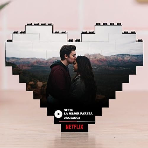 Wanapix | Puzzle Block Personalizzato a Forma di Cuore | Mattoncini da Costruzione con Testo | Regalo Originale di San Valentino | 47 Pezzi | 16 x 12,5cm | Serie