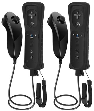Telecomando con Nunchunk per giochi Wii e Wii U - Controller per Wii - Controller Wii - Controller Wii con Nunchunk - Set di 2 Nero