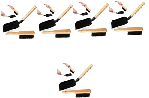 Toyvian 5 Ensembles Ensemble de pinceaux de spatule pelle à feu outils de cheminée trousse pelle à poêle scoop brosse de cheminée brosse à poussière avec manche ée à en bois