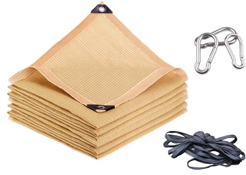 LRYELWA Rete Ombreggiante con Occhielli,Vela Parasole,Tenda da Sole in Tessuto HDPE,Traspirante,Protezione Solare,per Esterno,Giardino,Terrazzo,Balcone,Con Gancio e Corda (8m x 9m)