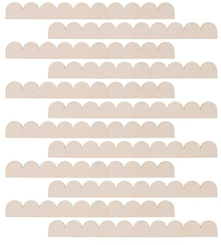 Veemoon 12pcs Unfinished Scalloped Wooden Trim Decorative Edge Strips for DIY Cabinet Wall Shelf Door Window Frames Easy to Install Natural Look