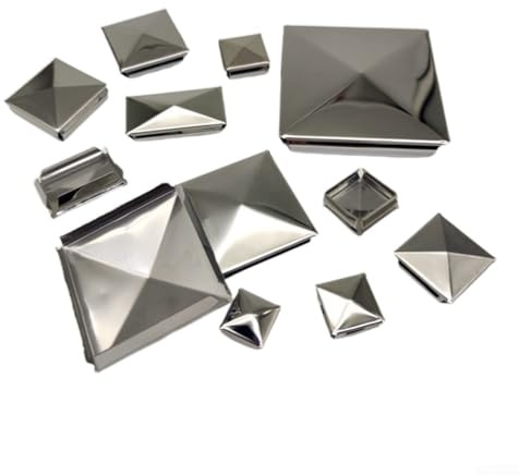 Quadratische Pfostenkappe aus Edelstahl mit einzigartiger Pyramidenform, 10 Stück für Säulenschutz (10 Stück, 60 mm)
